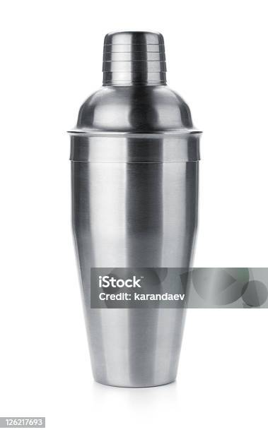Aluminum Cocktail Shaker With A White Background Stock Photo - Download Image Now - Cocktail Shaker, Cut Out, White Background