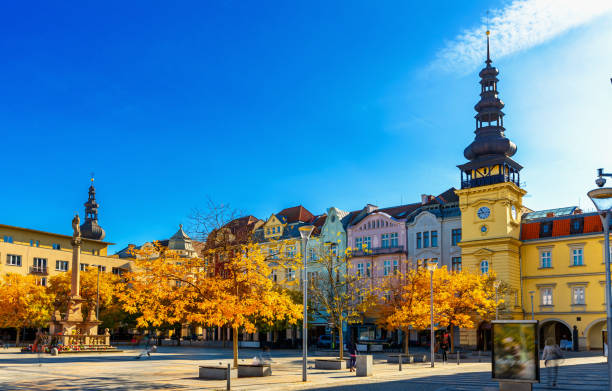 piazza centrale della città di ostrava, repubblica ceca - marian foto e immagini stock