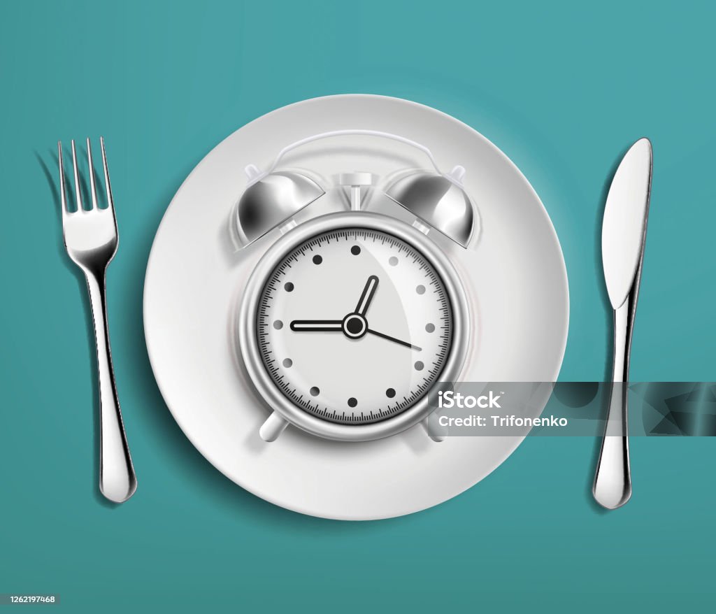 Đồng Hồ Báo Thức Trong Một Cái Đĩa Trống Rỗng Chế Độ Ăn Uống Và ...