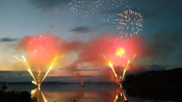 istock Fireworks festival over lake Senezh 1262200784