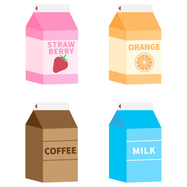 ilustrações, clipart, desenhos animados e ícones de caixas de bebida - packaging horizontal non alcoholic beverage orange juice