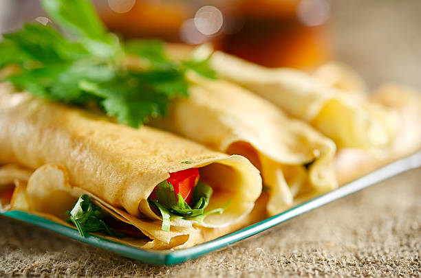 istock Dessert with the rolled pancakes 126221631