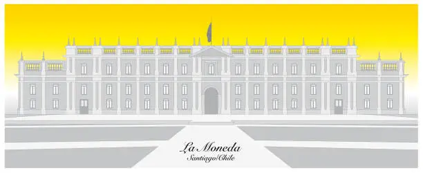 Vector illustration of Vector graphic of the Chilean presidential palace La Moneda in Santiago, Chile
