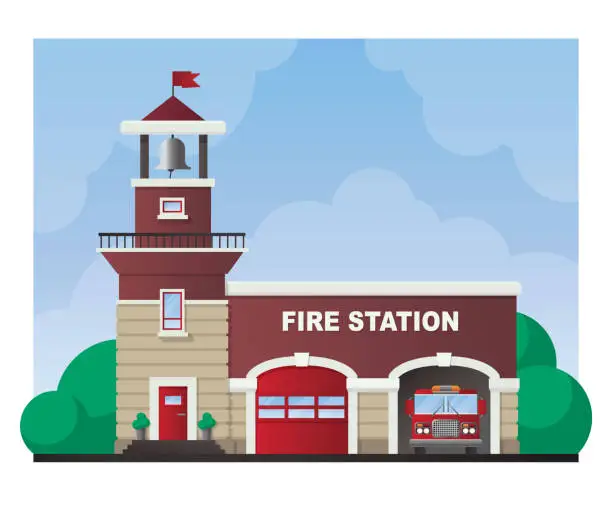 Vector illustration of Fire station building.