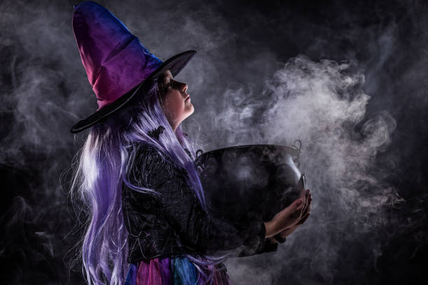 Halloween Witch Girl Halloween Witch Girl live action role playing photos stock pictures, royalty-free photos & images