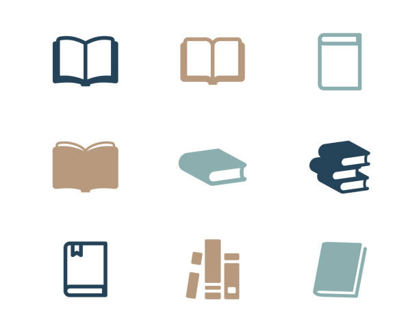 Set of flat and simple icons of books Set of flat and simple icons of books book icon stock illustrations