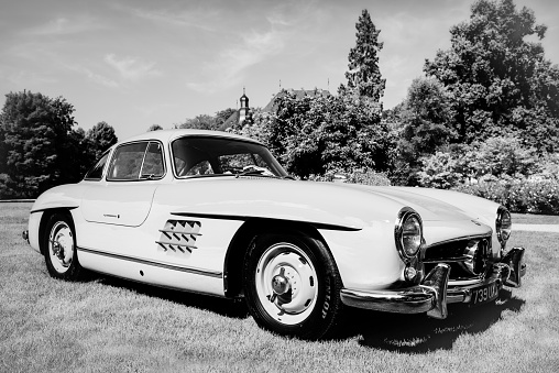 Vintage Ford Thunderbird roadster (1957) in historical classic car race Mille Miglia, in Forlimpopoli, FC, Italy, on June 16, 2022