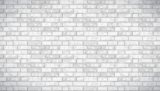 Realistic Vector brick wall pattern horizontal background. Flat wall texture. White textured brickwork for print, paper, design, decor, photo background, wallpaper.
