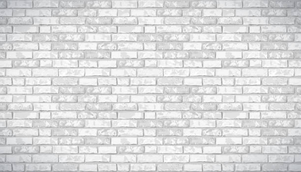 Realistic Vector brick wall pattern horizontal background. Flat wall texture. White textured brickwork for print, paper, design, decor, photo background, wallpaper Realistic Vector brick wall pattern horizontal background. Flat wall texture. White textured brickwork for print, paper, design, decor, photo background, wallpaper. brick and stone textures stock illustrations