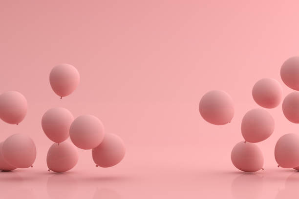 istock Mock up of balloons floating on pink background. 3d rendering. 1262253538