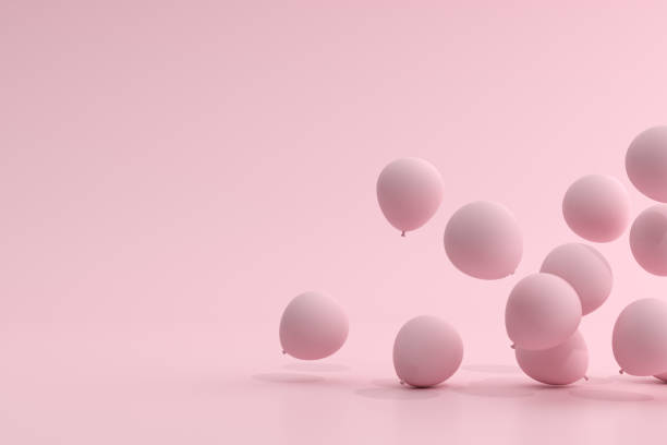 istock Mock up of balloons floating on pink background. 3d rendering. 1262254597