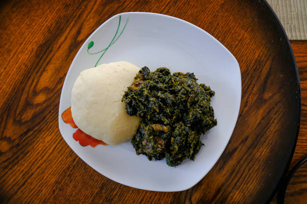 istock Nigerian Pounded yam served with Afang Soup 1262255152