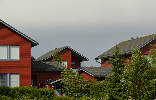 Scandinavian style, modern wooden family homes in a beautiful neighbourhood of Espoo, Finland.
