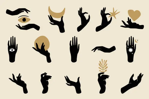 Vector illustration of Black Hands Silhouettes