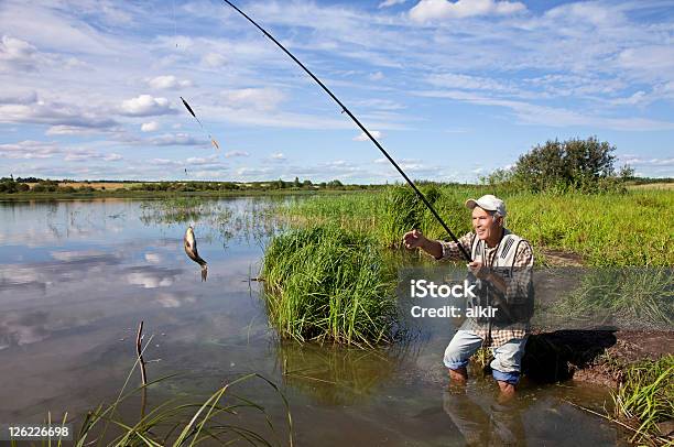 Fishing Scene Stock Photo - Download Image Now - Active Lifestyle, Active Seniors, Activity