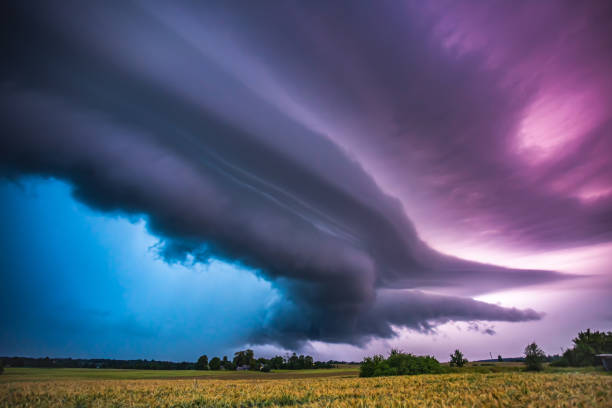 istock Supercell storm clouds with intense tropic rain 1262270351