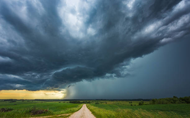 istock Supercell storm clouds with intense tropic rain 1262270505