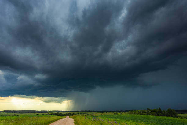istock Supercell storm clouds with intense tropic rain 1262270565