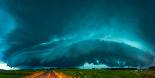 istock Supercell storm clouds with intense tropic rain 1262270586