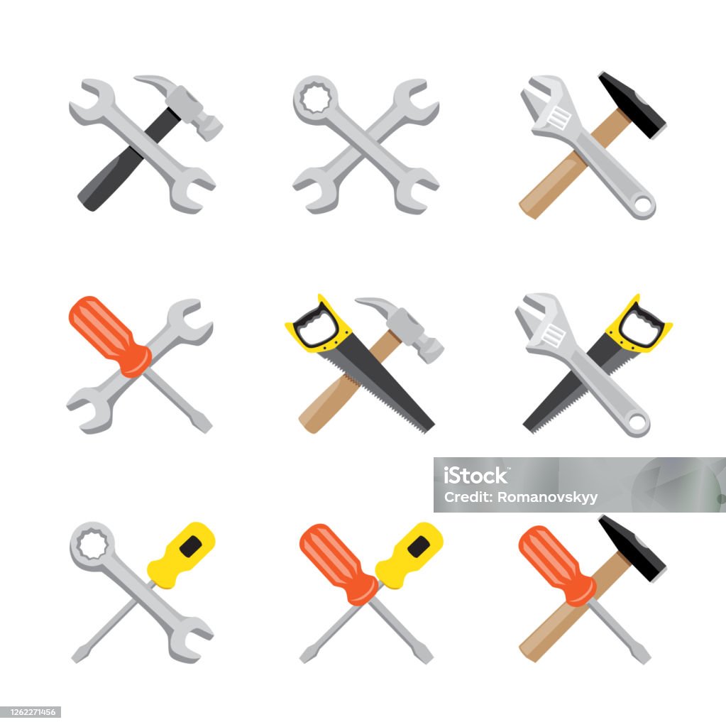 Tools Symbols Pattern Flat Design Tools Symbols Set Stock Illustration - Download Image Now ...
