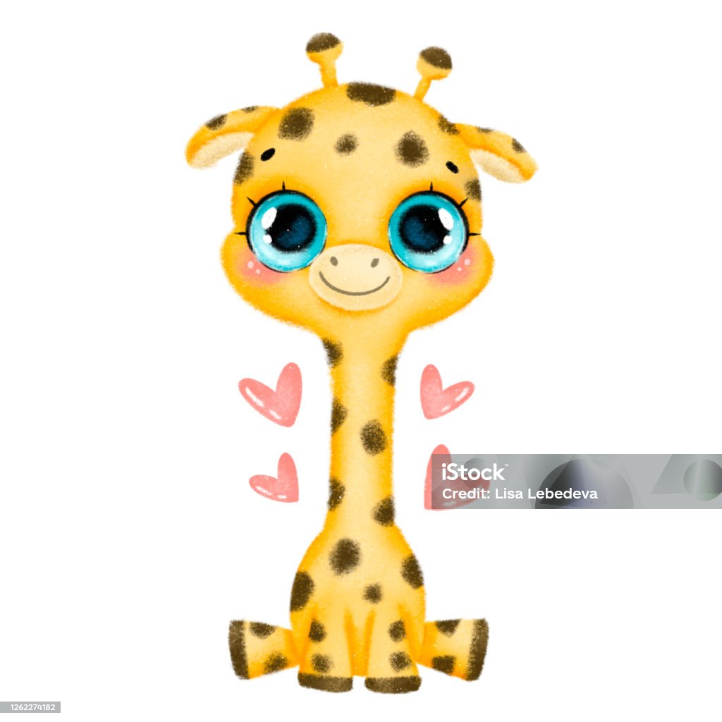 Minh Họa Một Con Hươu Cao Cổ Con Hoạt Hình Dễ Thương Với Đôi Mắt ...