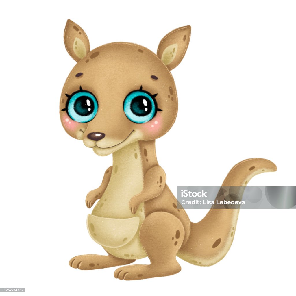 Illustration Of A Cute Cartoon Kangaroo With Big Eyes Stock Illustration -  Download Image Now - iStock