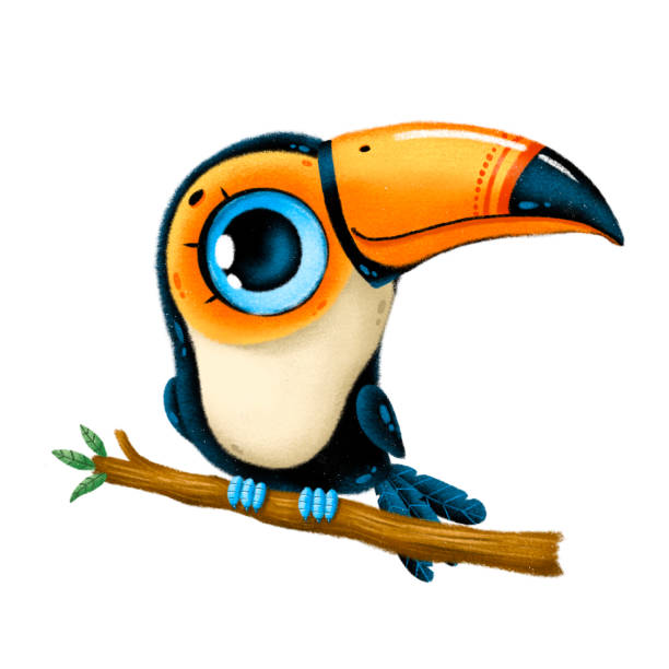 istock Illustration of a cute cartoon toucan sitting on a branch 1262274244