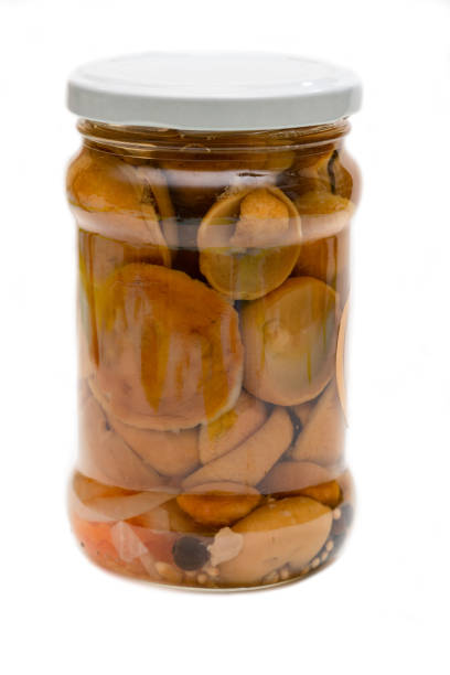 Pickled boletus in a jar