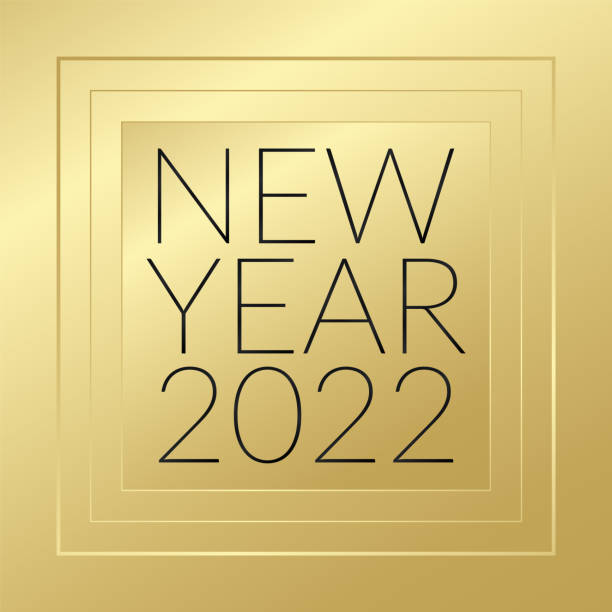 istock 2022 New Year vector. Golden and black greeting card. Glowing gold banner for celebration, congratulation, web design, decoration, holiday 1262275790