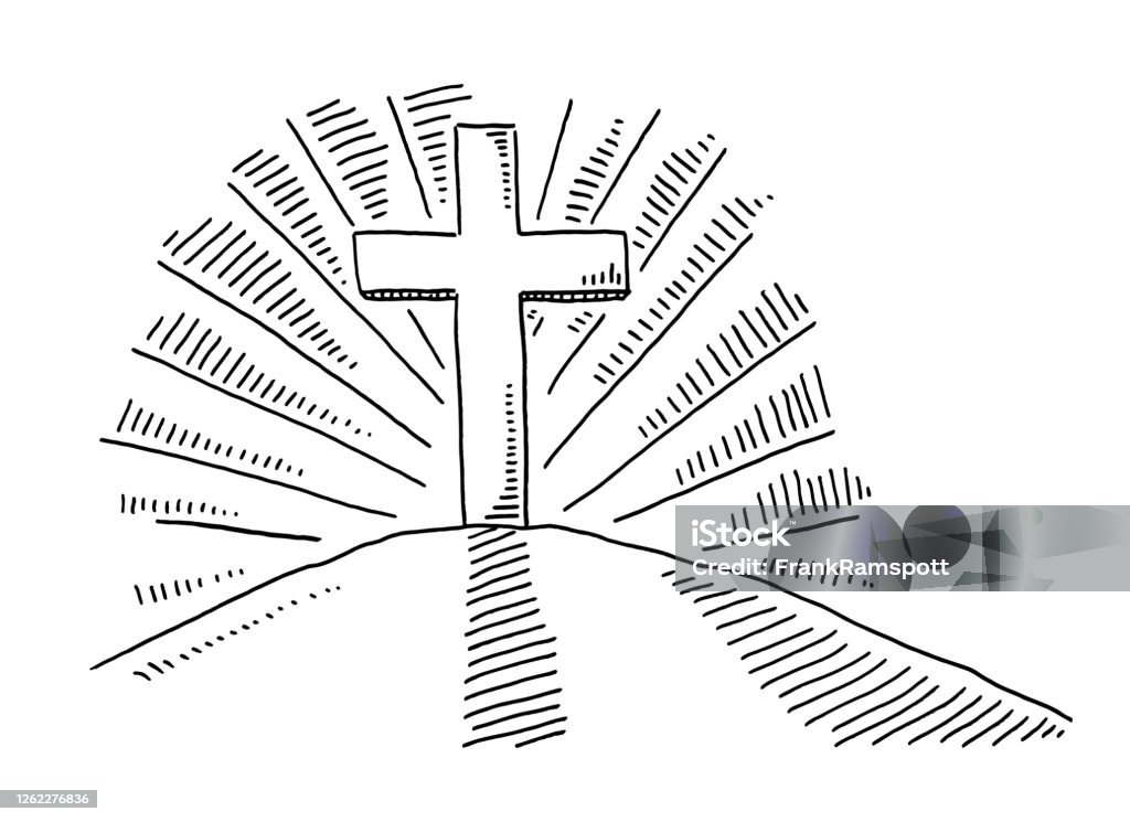 Ilustración de Símbolo De La Cruz Del Cristianismo En El Dibujo De La  Colina y más Vectores Libres de Derechos de Cruz - Forma - iStock
