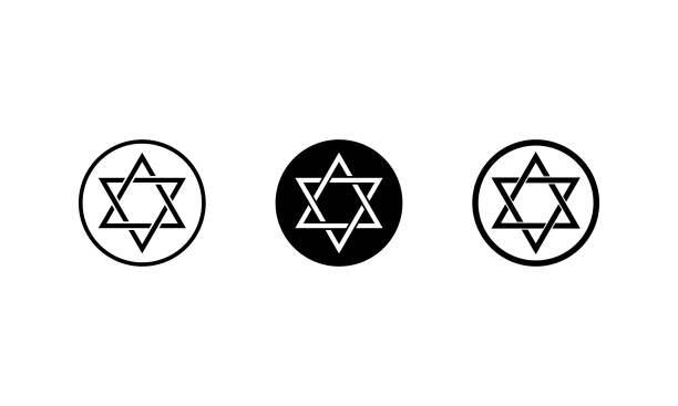 illustrations, cliparts, dessins animés et icônes de étoile de l’ensemble d’icône de david. vecteur sur fond blanc isolé. eps 10 - david star shape symbol computer icon