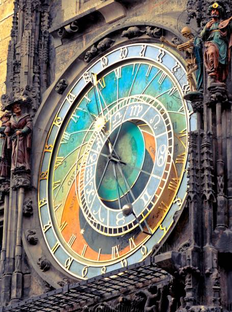 Prague Astronomical Clock "Orloj" This is the oldest clock that are still operating and the third-oldest astronomical clock in the world, first installed in 1410 A.D. old town bridge tower stock pictures, royalty-free photos & images