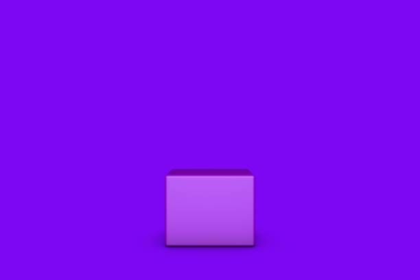 istock 3D Purple Cube Stands On Purple Background, Product Stand, Blank Scene 1262284351