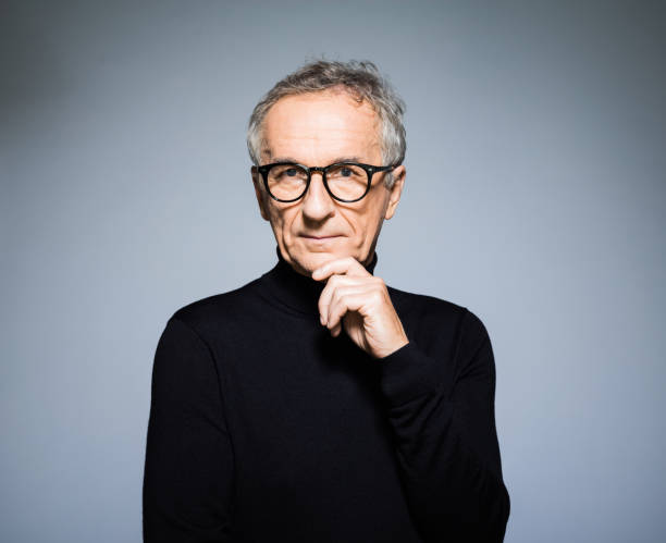 istock Elegant senior man wearing black turtleneck 1262285064
