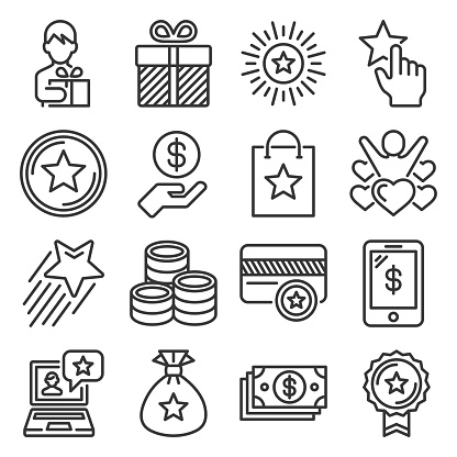 Bonus and Loyalty Money Program Icons Set. Vector illustration
