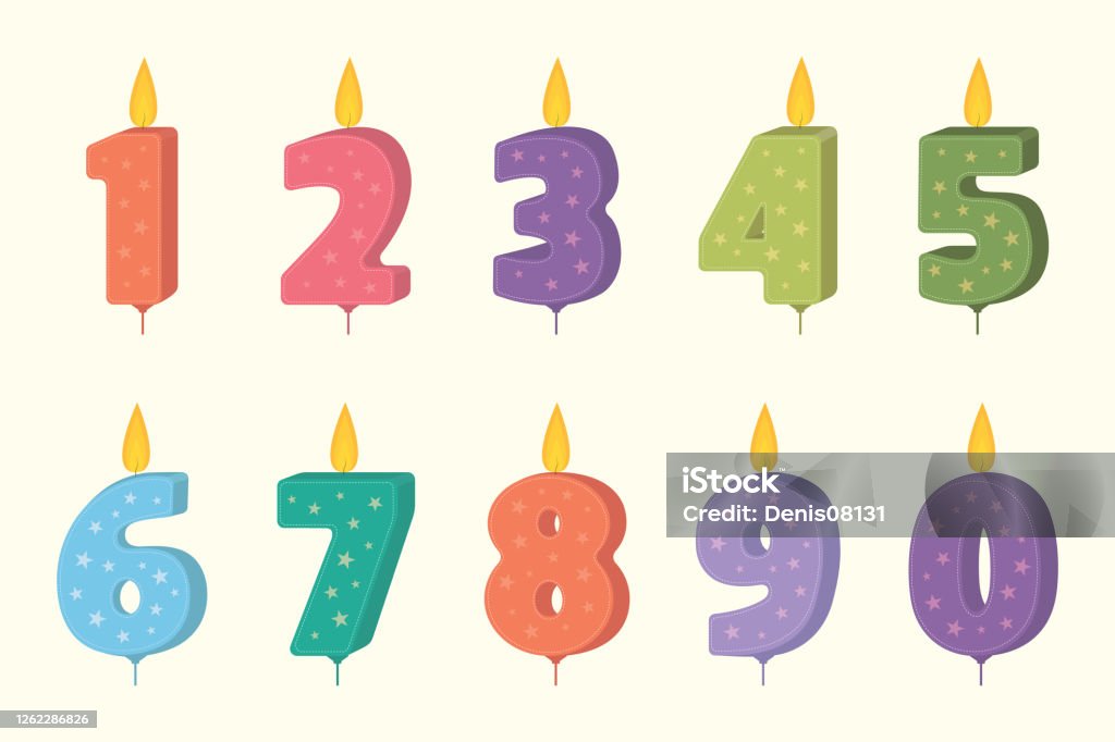 Set Di Torte Di Compleanno Vettoriale Numeri Di Candela Per Torta  Collezione Candele Per Decorazione Festa - Immagini vettoriali stock e  altre immagini di Torta di compleanno - iStock