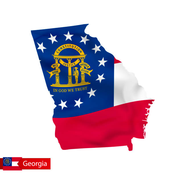 istock Georgia state map with waving flag of US State. 1262289755