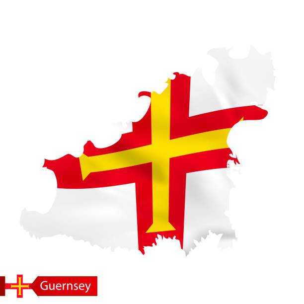 istock Guernsey map with waving flag of country. 1262289877