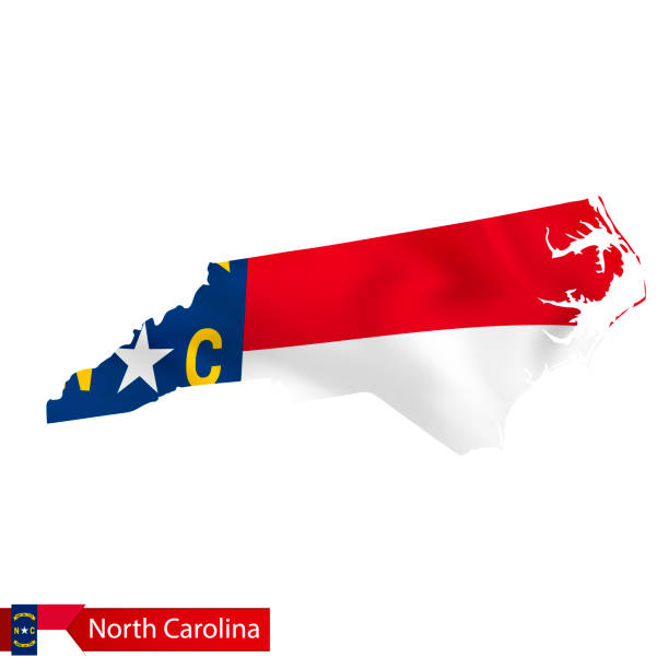 istock North Carolina state map with waving flag of US State. 1262291964