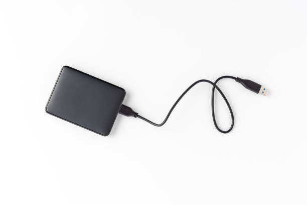 istock Portable hard drive isolated on white background. Top view 1262293359