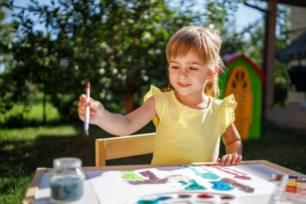 istock Little girl painting 1262294059
