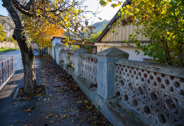 Bakhchysaray's Old Town Bakhchisaray / Crimea - November 04, 2017:   A street in the Bakhchysaray's Old Town, Crimea ukrainian village stock pictures, royalty-free photos & images