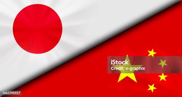 Japan Vs China Conflicting Flags Economic War Fight Background Image Japan Vs China Conflicting Flags Economic War Fight Background Image
