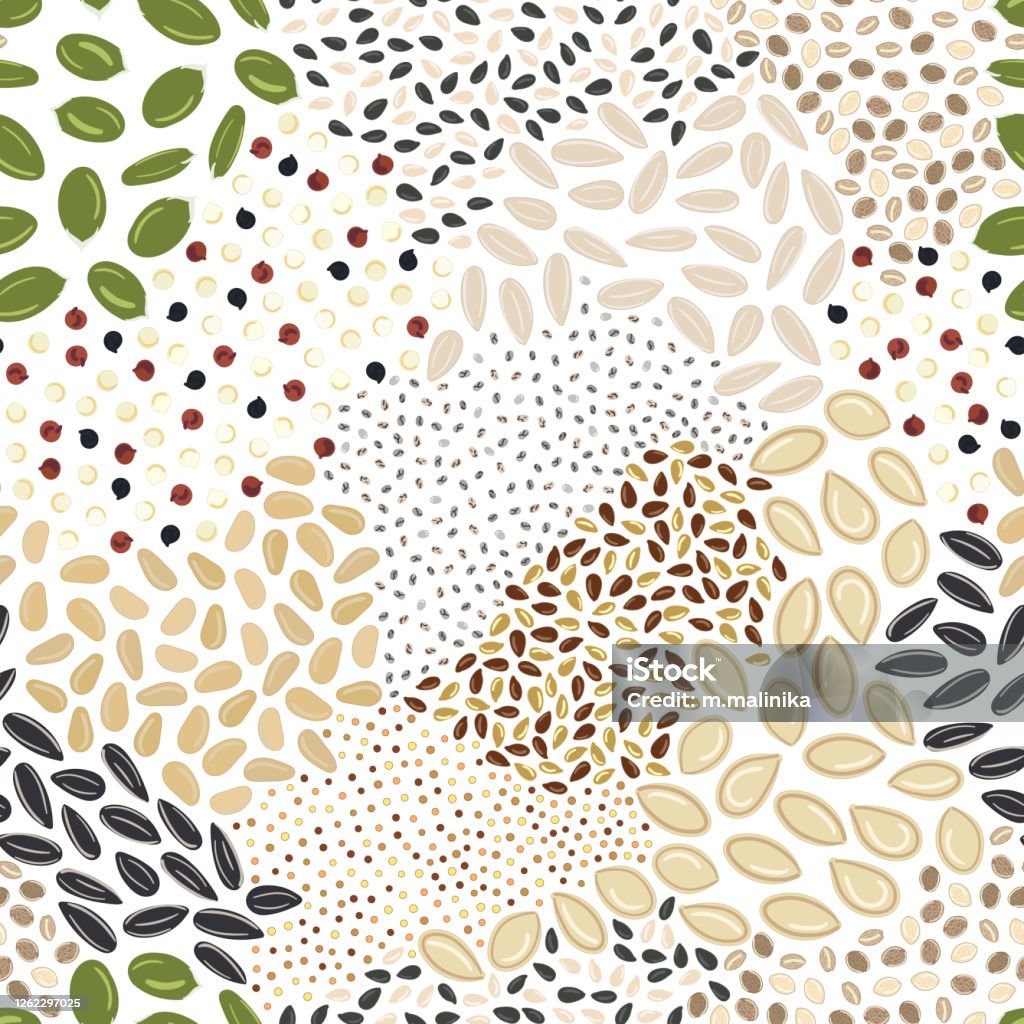 Seed New Pattern Seamless Pattern Of Seeds Kitchen Cooking Print Stock Illustration ...