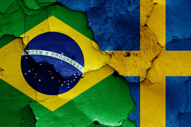 istock flags of Brazil and Sweden 1262301489