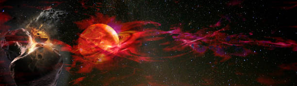 istock Exoplanet exploration, fantasy and surreal panoramic space landscape. Elements of this image furnished by NASA. 1262302331