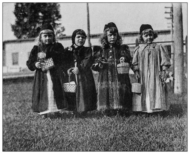 istock Antique black and white photo: Little girls 1262302962