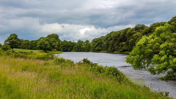 późnym wieczorem chmura na szkockiej rzece w galloway w pobliżu kirkcudbright, szkocja - river annan zdjęcia i obrazy z banku zdjęć