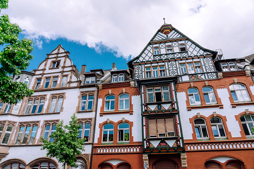 traditional old german houses in Marburg, Germany