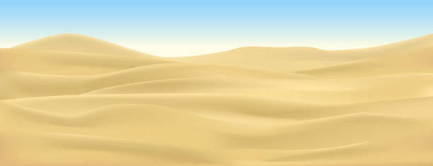 사막은 미니멀한 풍경입니다. 3d 개념의 벡터 그림입니다. - 모래 일러스트 stock illustrations